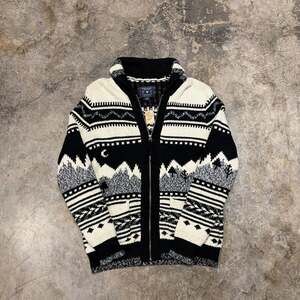 American Eagle Full Zip Shawl Collar Aztec Nordic Western Sweater